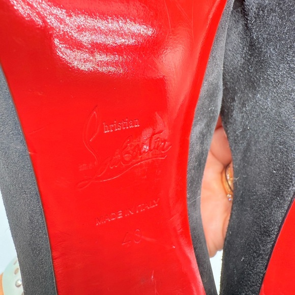 Christian Louboutin Miss Ellen 100 Black Suede Buckle Strap Block Heels EU 40 - Picture 7 of 9